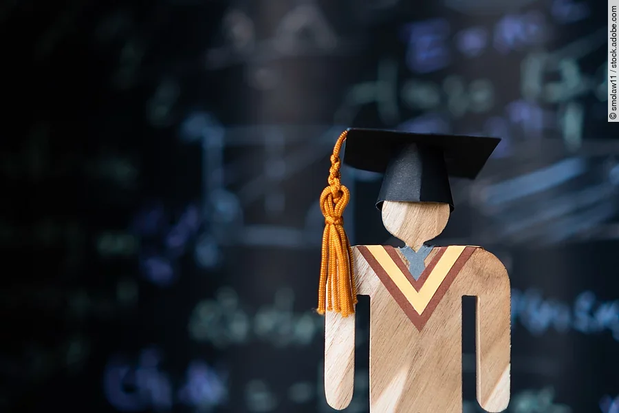 Holzfigur mit Doktorhut Holzfigur mit Doktorhut