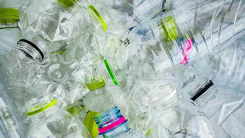 plastic bottles recycling background concept