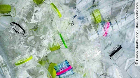 plastic bottles recycling background concept