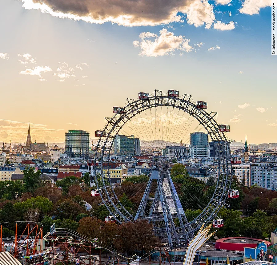 City view of Vienna, Austria, from above at Prater amusement par City view of Vienna, Austria, from above at Prater amusement par