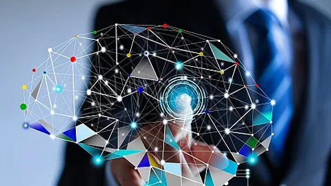 Businessman touching brain idea .