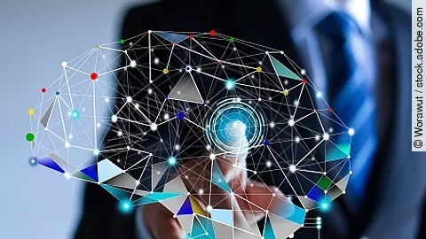 Businessman touching brain idea .