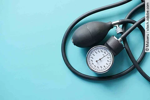 top view of blood pressure machine on table 