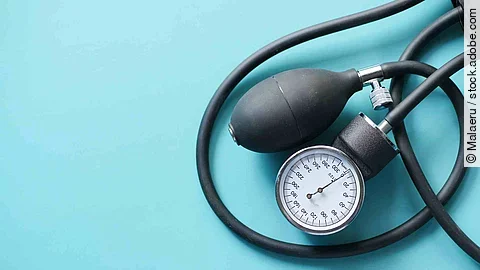 top view of blood pressure machine on table 