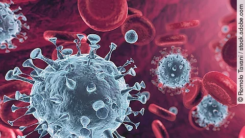Corona Virus In Red Artery - Microbiology And Virology Concept - Corona Virus In Red Artery - Microbiology And Virology Concept -