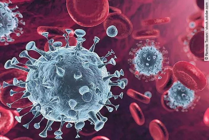 Corona Virus In Red Artery - Microbiology And Virology Concept -