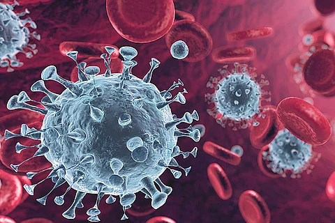 Corona Virus In Red Artery - Microbiology And Virology Concept -