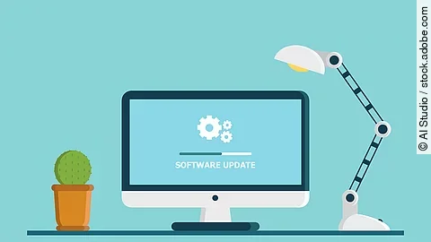 System software update, data update or synchronize with progress bar on the screen. Illustration