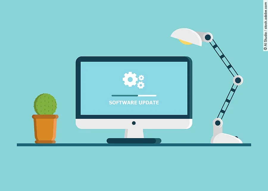 System software update, data update or synchronize with progress bar on the screen. Illustration