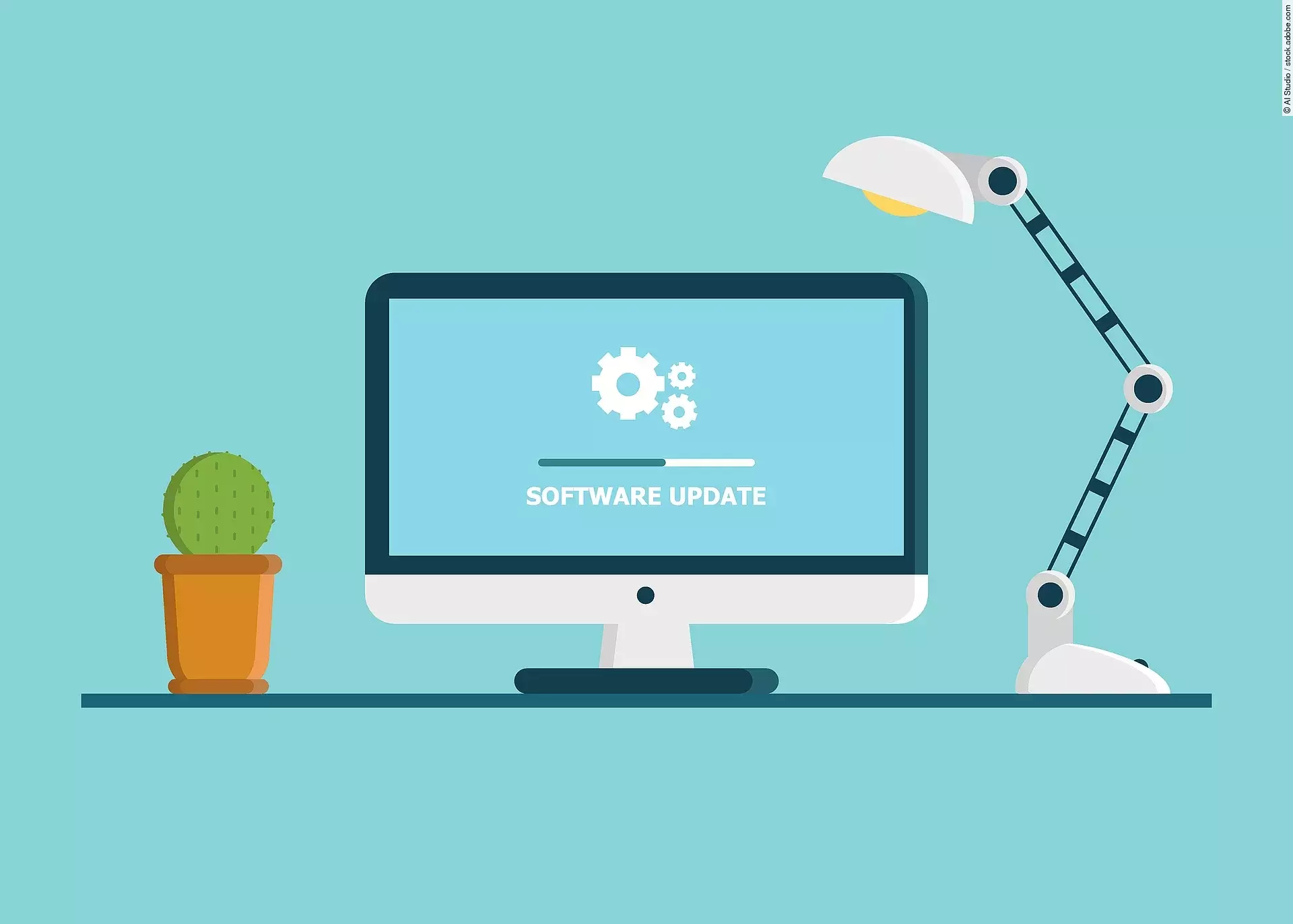 System software update, data update or synchronize with progress bar on the screen. Illustration