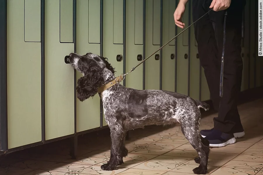 Suchhund bei der Arbeit