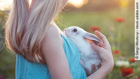 girl and rabbit