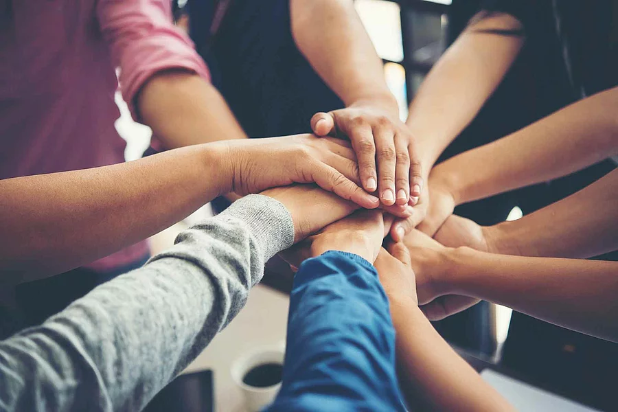 Teamwork togetherness collaboration, business teamwork concept.