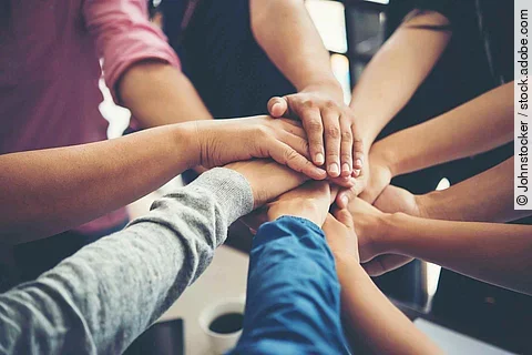 Teamwork togetherness collaboration, business teamwork concept.