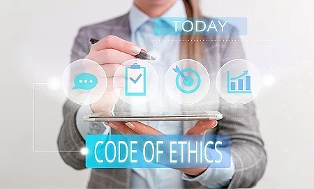 Handwriting text Code Of Ethics. Concept meaning basic guide for