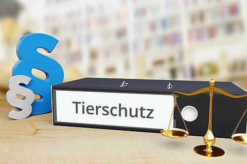 Tierschutzgesetz: Ein Ordner auf einem Schreibtisch.