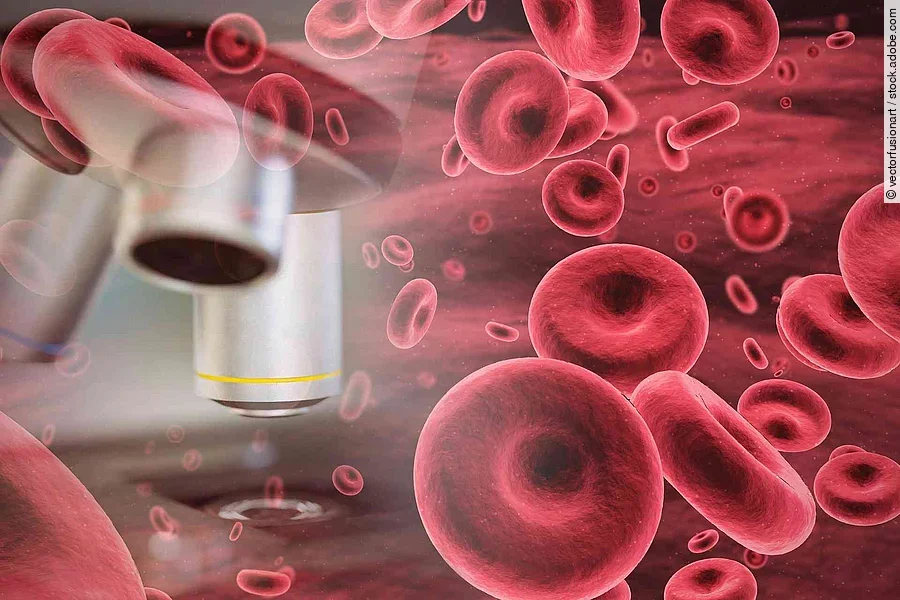 Composite image of graphic image of red blood cells