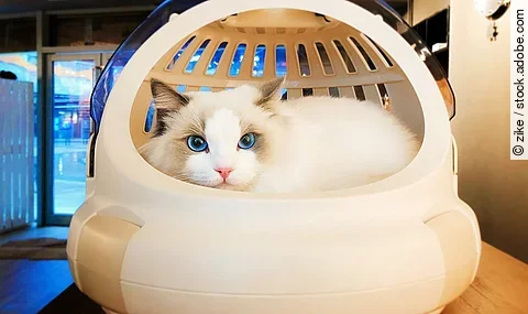 cat in the basket Ragdoll