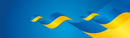 Ukraine Independence Day waving flags two fold red landscape bac