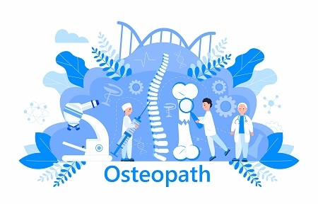 Osteopath vector concept. Osteoporosis world day,. Tiny doctors 