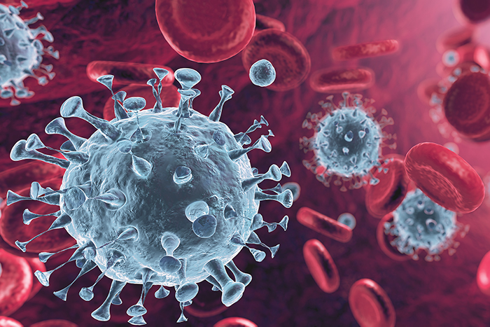 Corona Virus In Red Artery - Microbiology And Virology Concept -